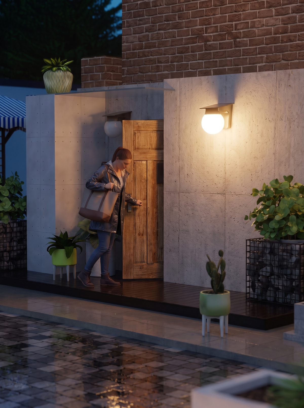 Solar Globe LED Wall Light lifestyle image 2