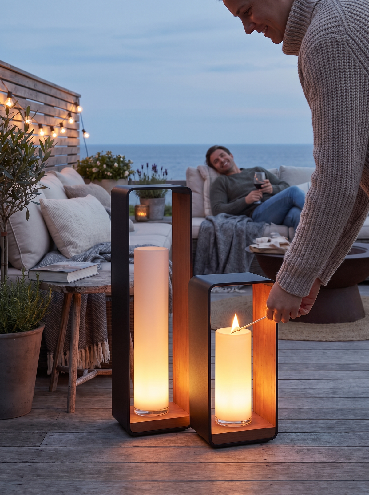 Modern Square Solar LED Light lifestyle image 2