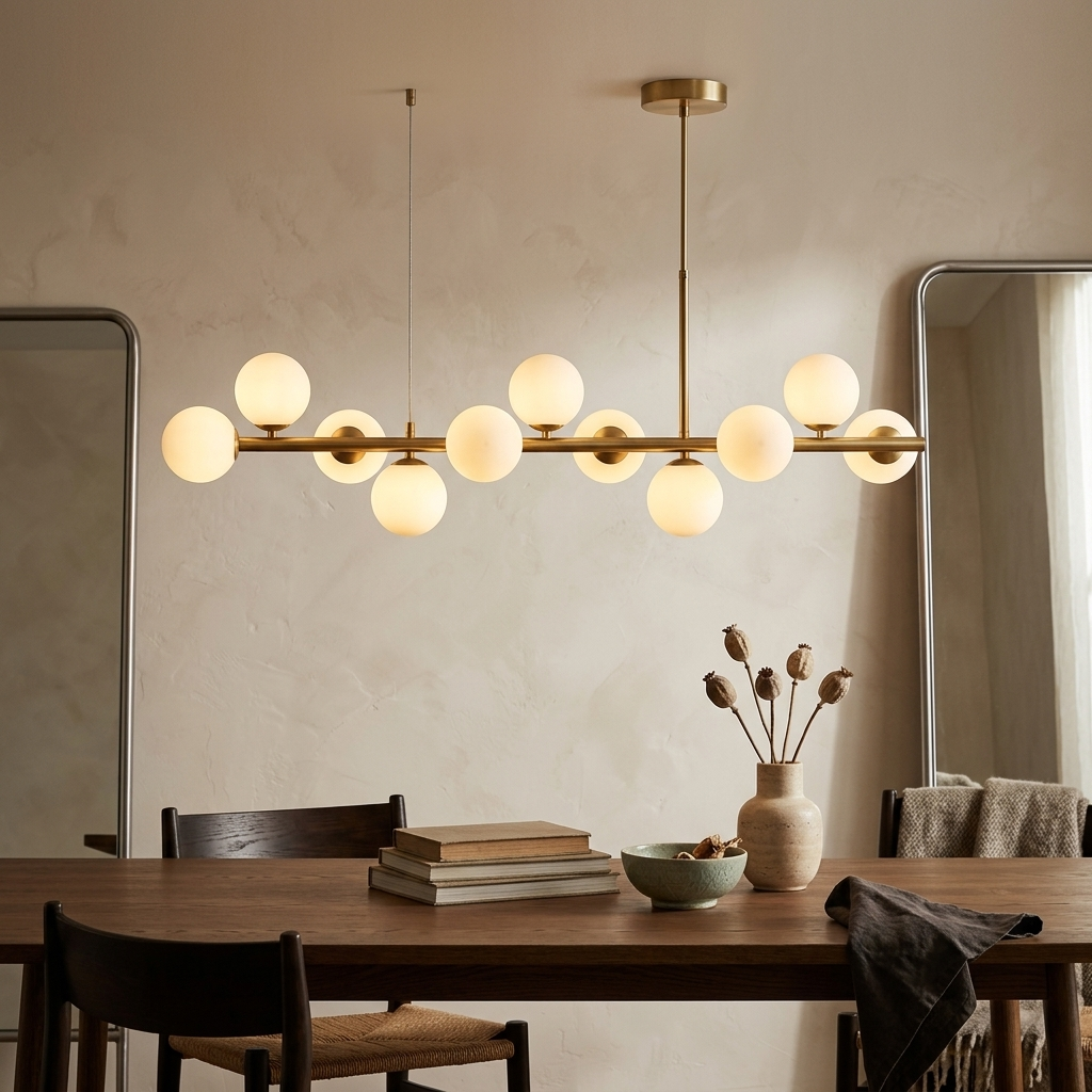 Nordic modern LED glass ball pendant light, nine heads