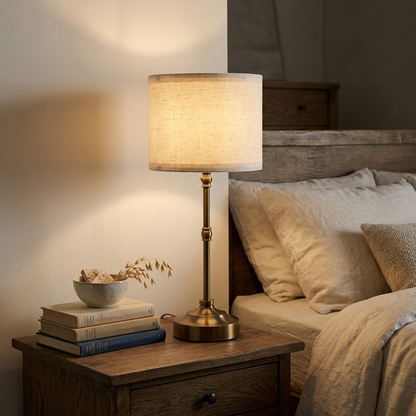 Cordless rechargeable dimmable fabric touch bedside table lamp