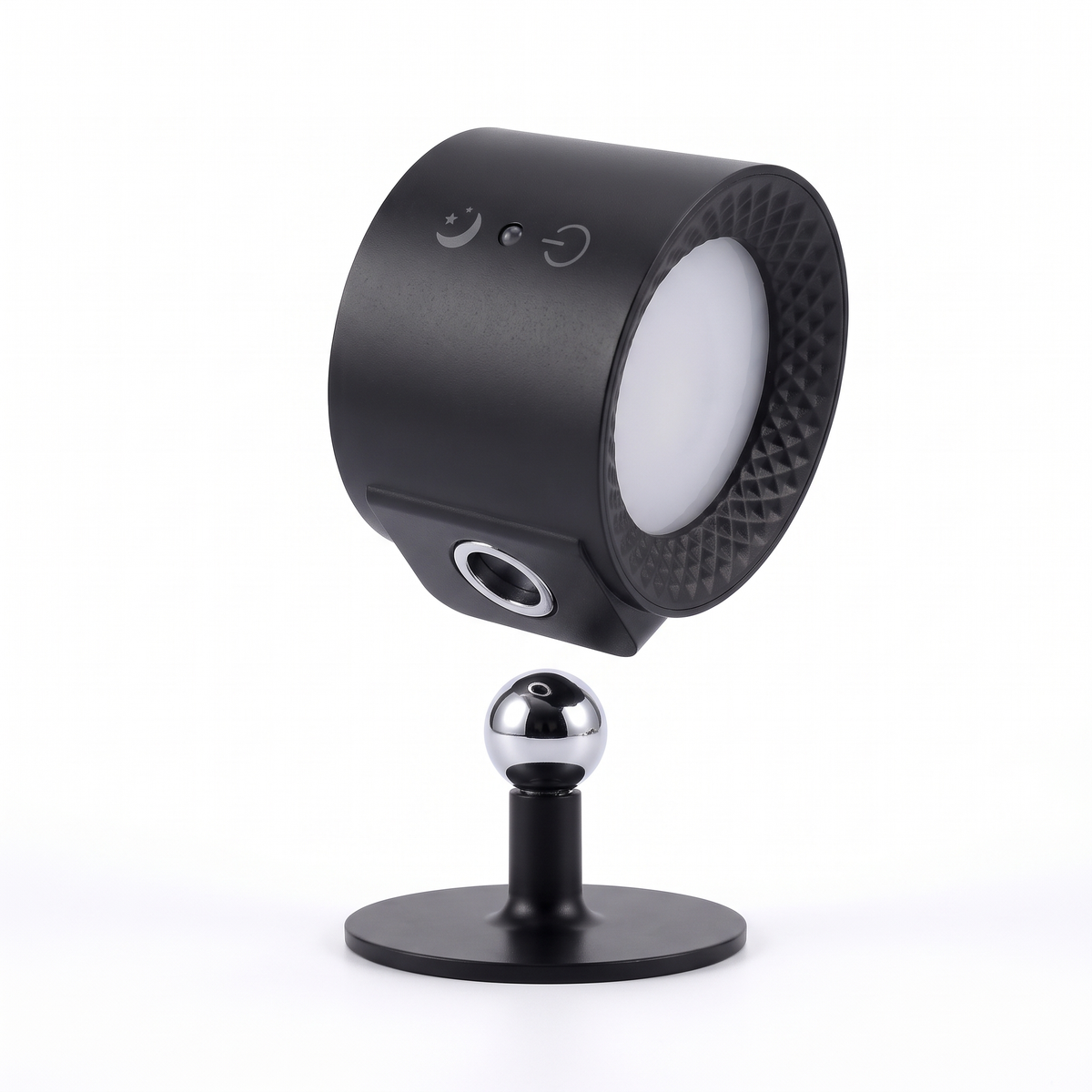 Wall light hovering above its magnetic ball mount