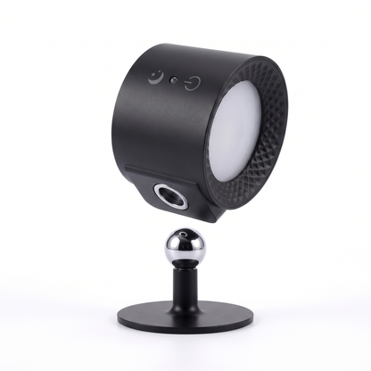 Wall light hovering above its magnetic ball mount