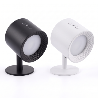 Two pack - black and white rechargeable LED wall lights side by side